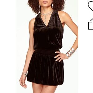 NWT RAMY BROOK Jerry Halter V Neck Mini Dress Black Medium